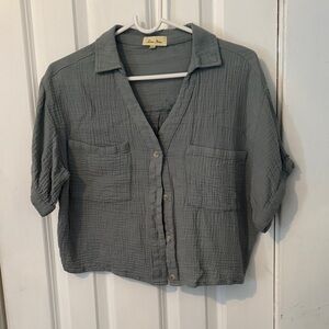 Love Notes Gray Button-Down Shirt